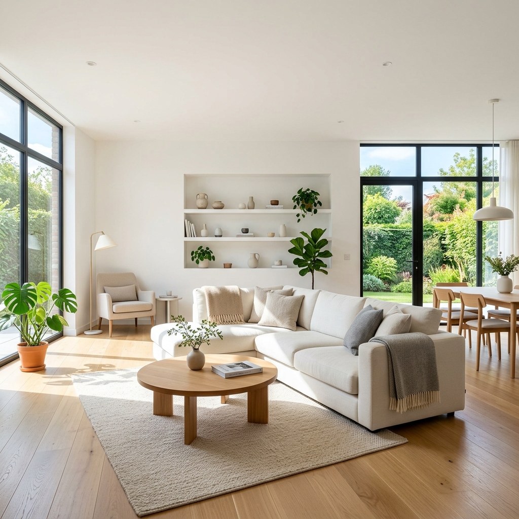 Clean pristine living room