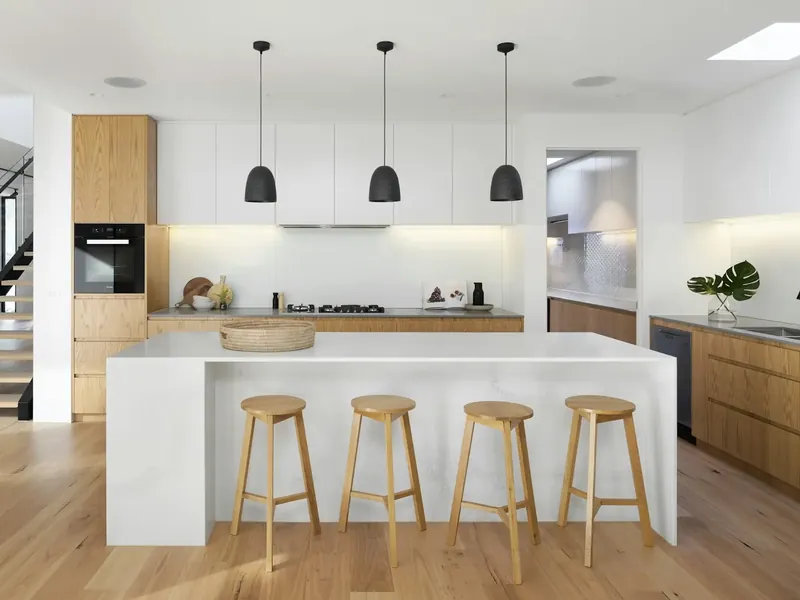 Bright kitchen with a clear island